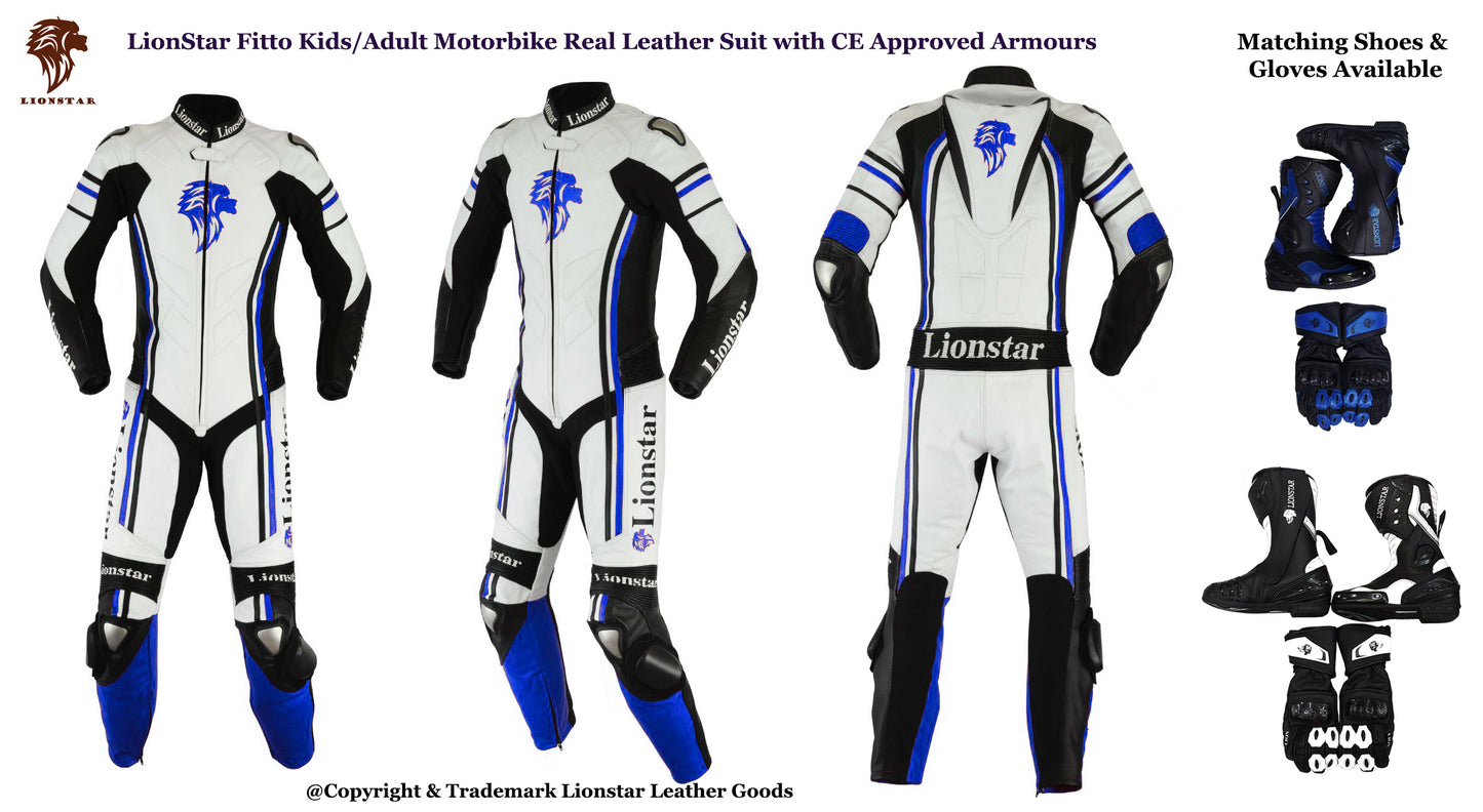 Motorcycle Racing Leathers Blue Full Set