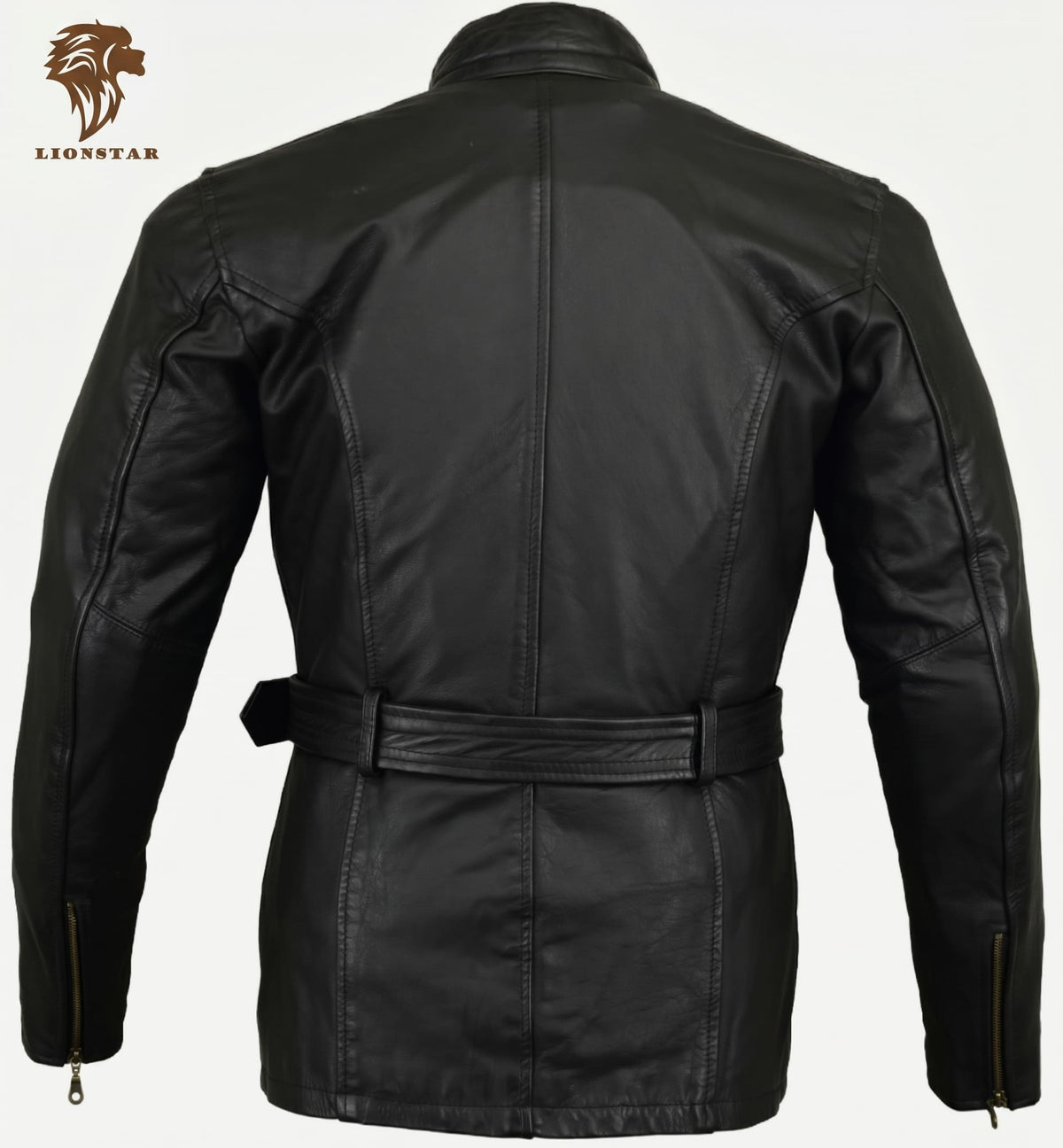 Men Biker Coat Black Back Side