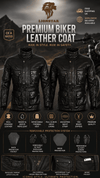 Lionstar Men's Cowhide Leather Biker Motorcycle Coat with CE Armour