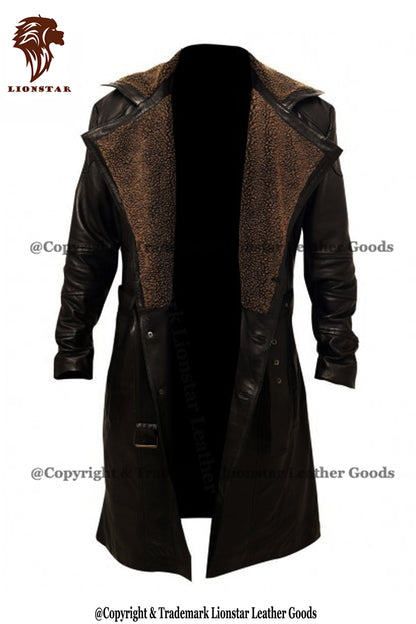 men's trench coat with fur lining for cold weather open
