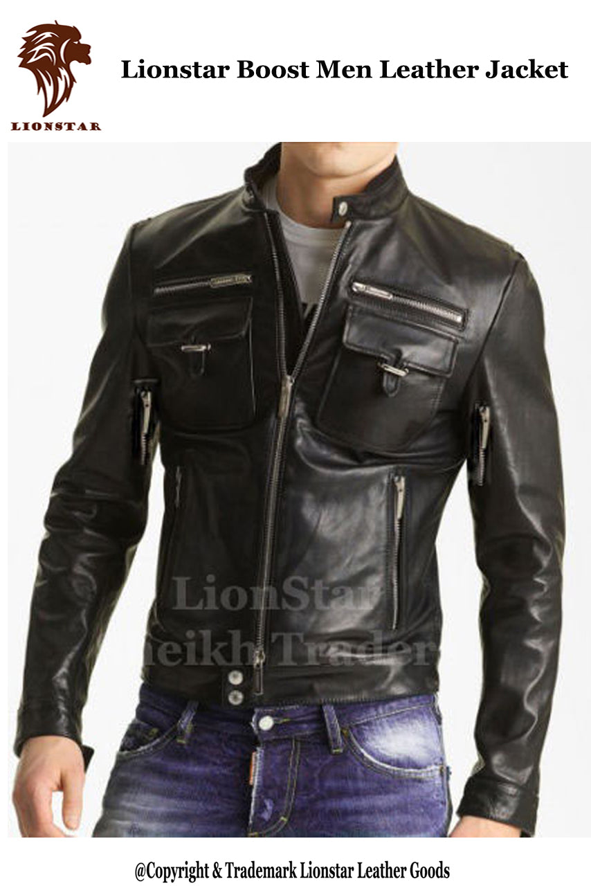 Men Leather Jacket Black