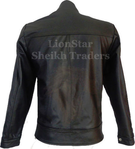 Men Leather Jacket Black Back