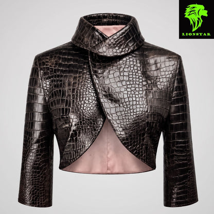 LionStar Ladies Genuine Crocodile Leather Premium Jacket | Black Brown