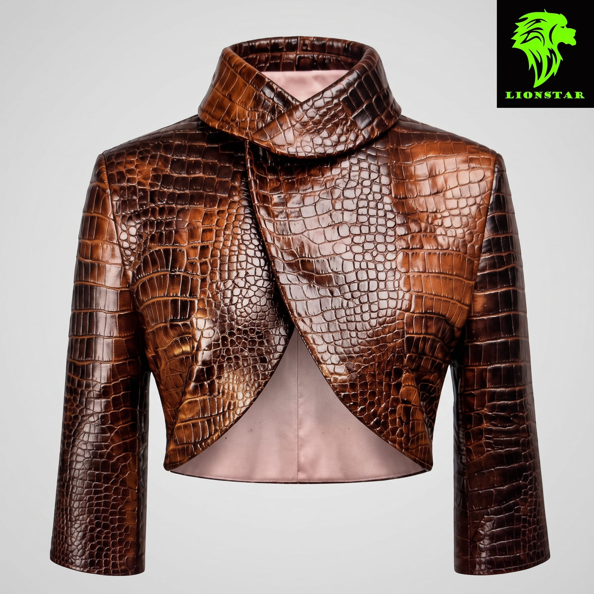 LionStar Ladies Genuine Crocodile Leather Premium Jacket | Black Brown