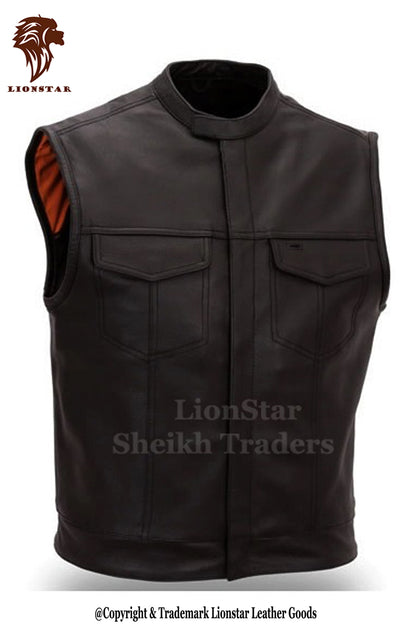 Leather Vest For Men Front