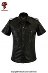 Men's Police Style Half Sleeve Leather Shirt
