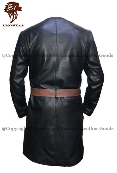 Black Leather Trench Coat Back