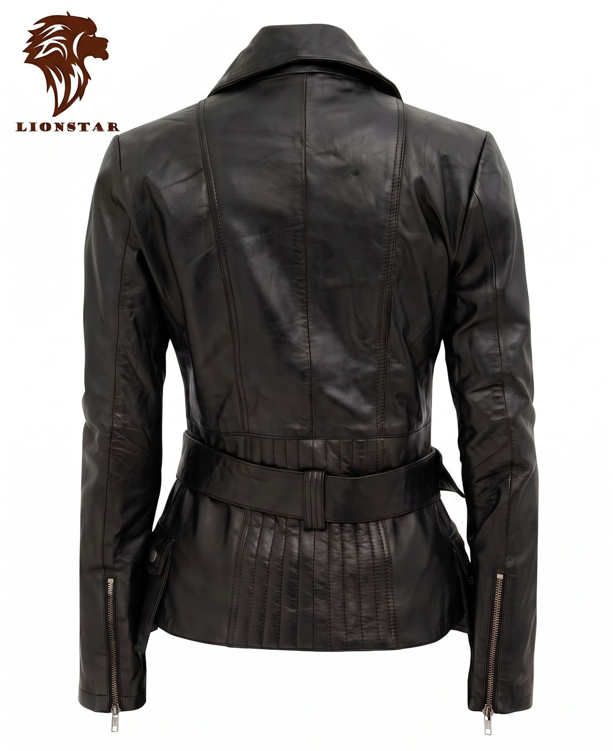 Lionstar Ladies Black Leather Jacket Back