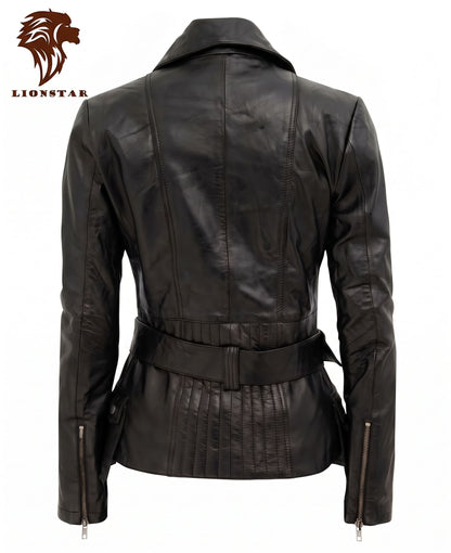 Lionstar Ladies Black Leather Jacket Back