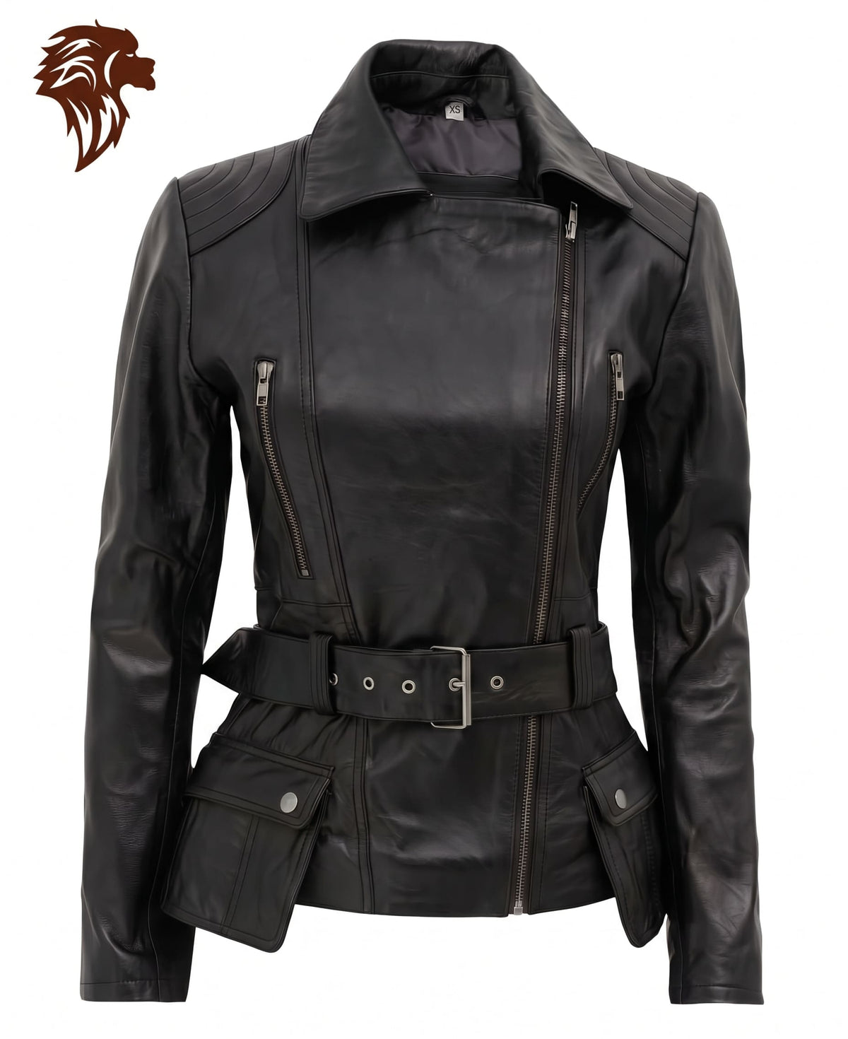 Lionstar Ladies Black Leather Jacket Front