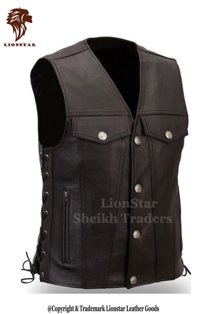 Brown Leather Vest Front