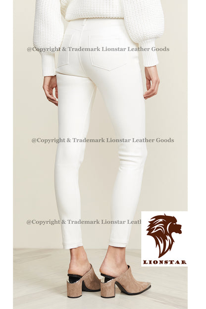 White Leather Pants Back