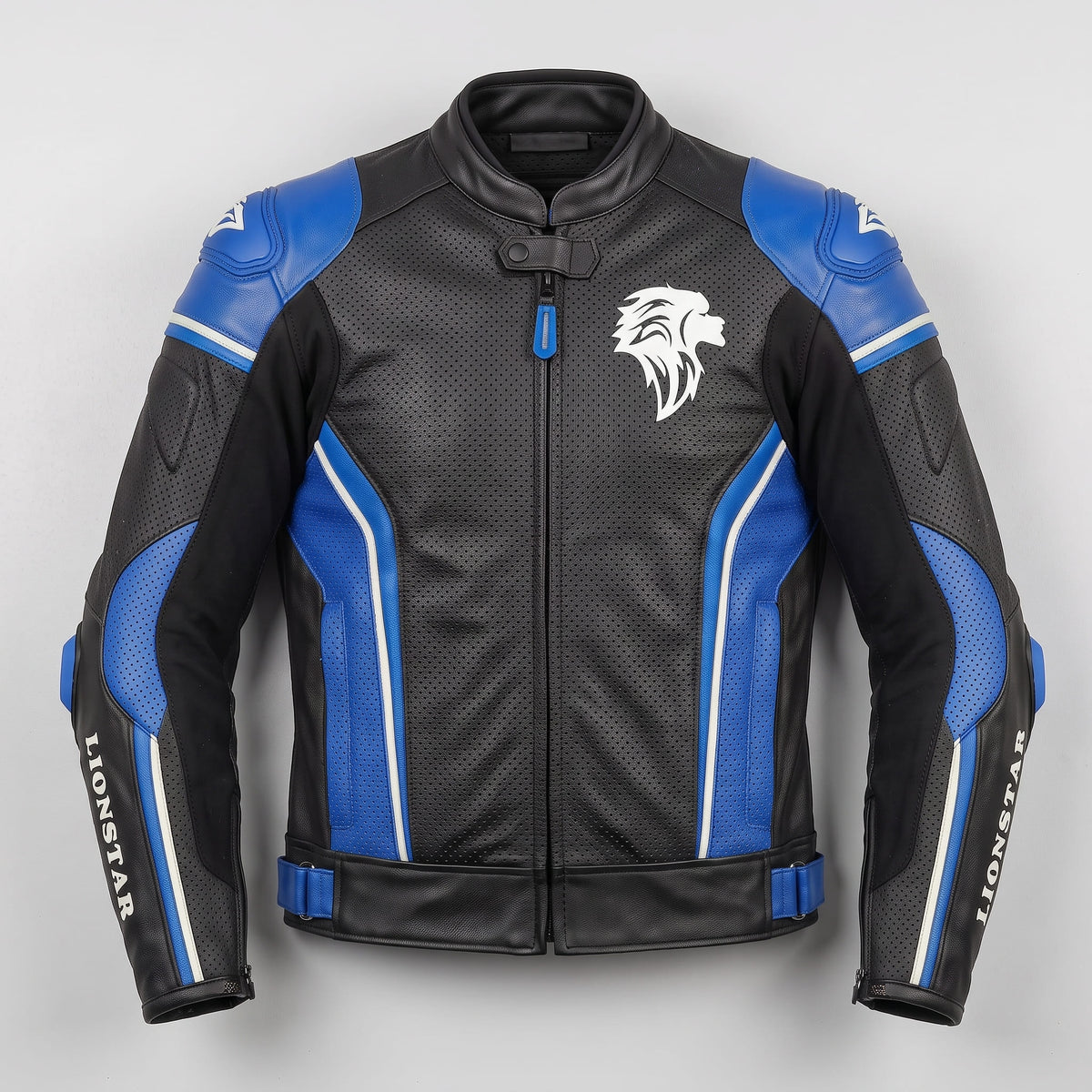 Lionstar Men's Cowhide Motorcycle Racing Leather Jacket