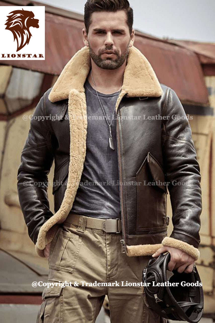 Stylish Men's Winter Leather Coats with Fur Model