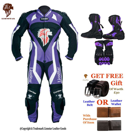 Race Leathers Purple Full Set