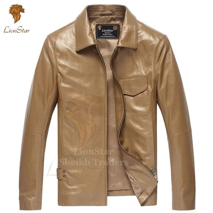 Brown Leather Jacket Front
