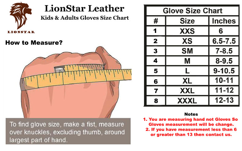 Motorbike Gloves Size Chart