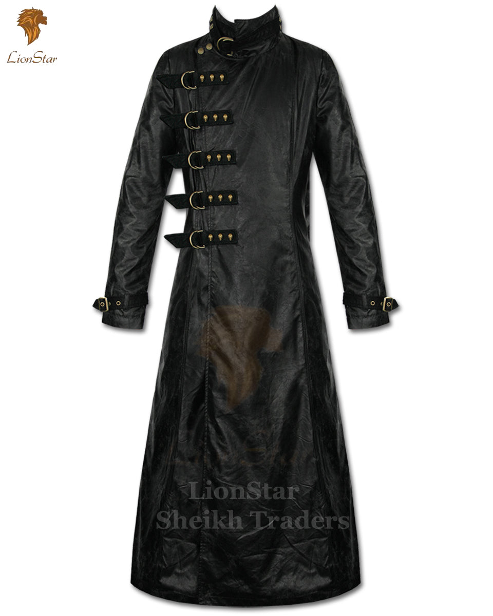 Long Leather Coat Front