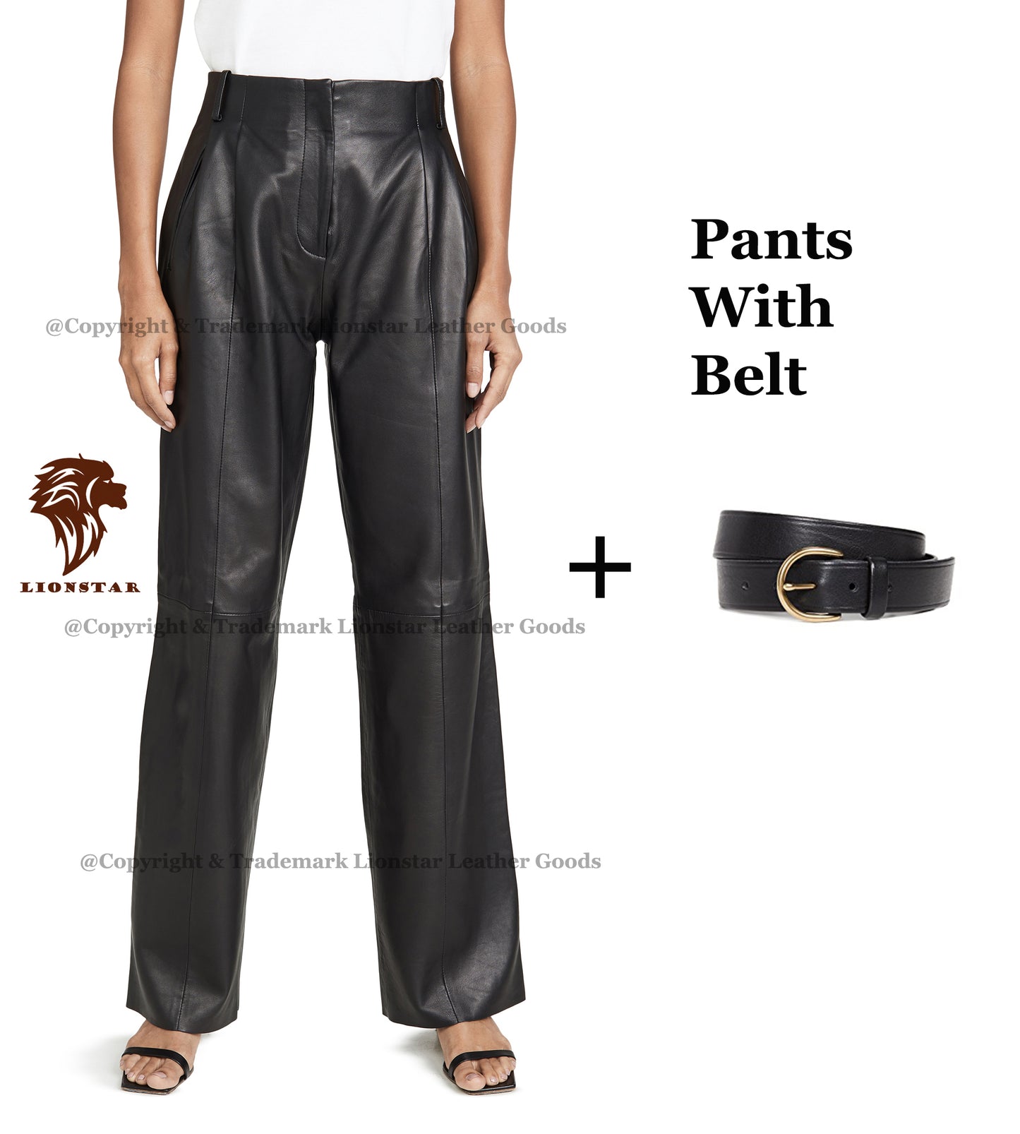 Ladies Leather Trousers with Belt