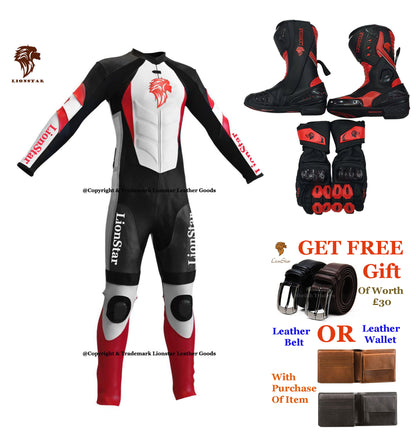 Durable Motorcycle Suit Red Full Set