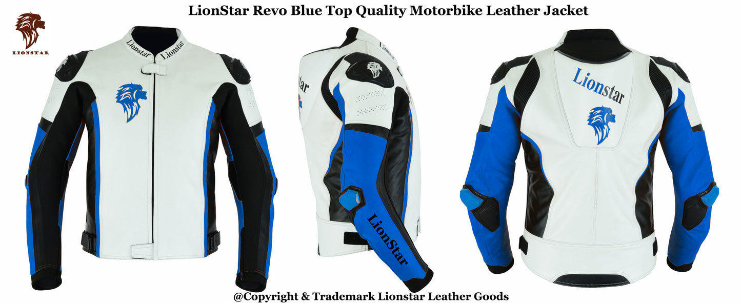 Motorcycle Leather Jacket Blue