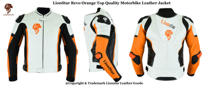 Motorcycle Leather Jacket Orange