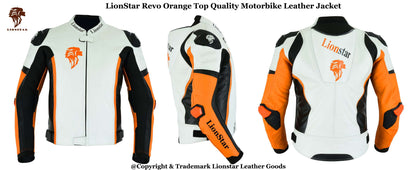 Motorcycle Leather Jacket Orange