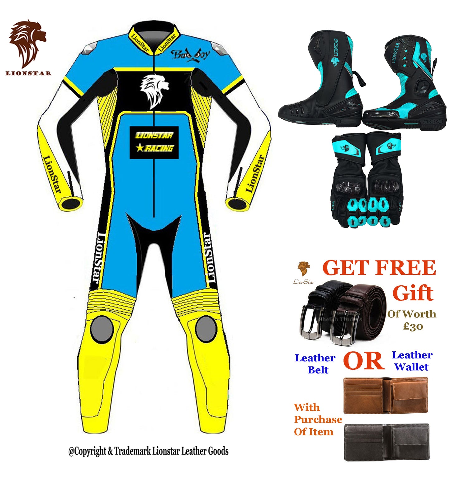 Full Leather Motorcycle Suit Full Set