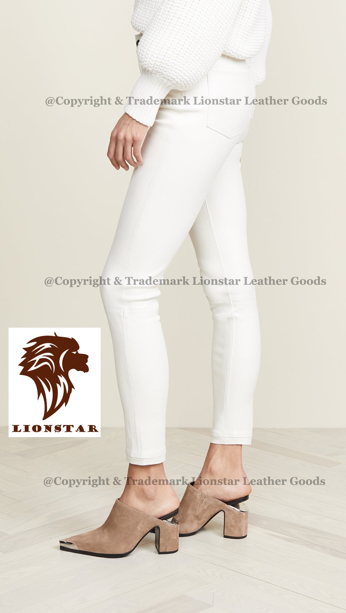 White Leather Pants Side