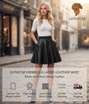 Lionstar Genuine Sheep Leather Umbrella Skirt | Black Flared Women’s Skirt