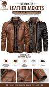 Lionstar Men's Genuine Cowhide Leather Winter Jacket with Fur Lining – Brown & Black