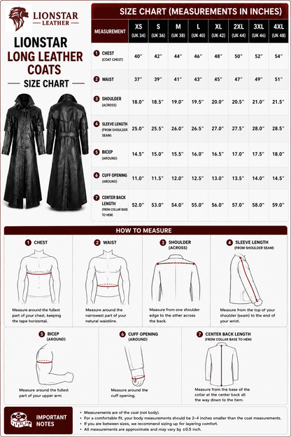 Men's Real Sheep Leather Gothic Vampire Long Trench Coat – Black Steampunk Duster Jacket