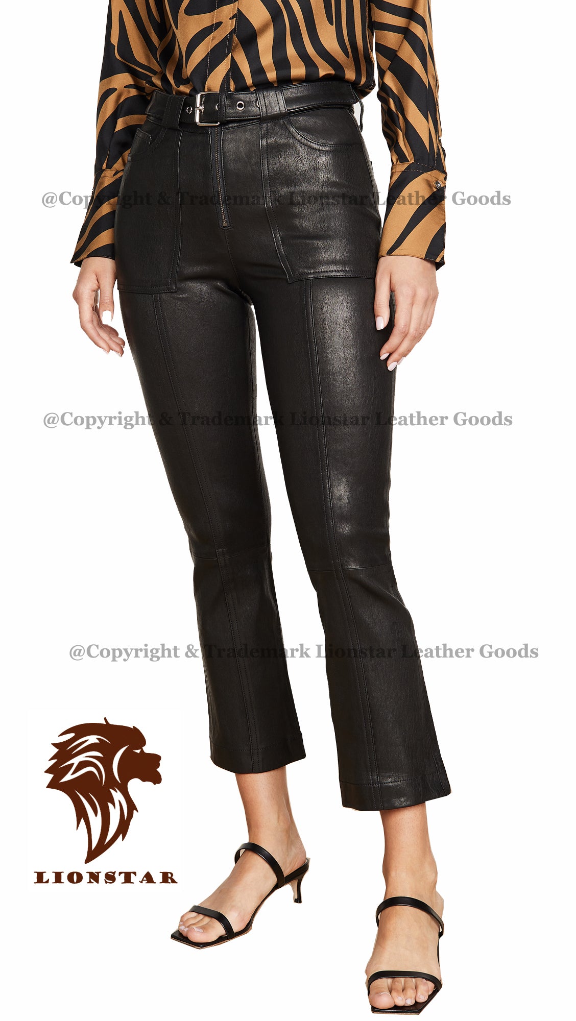 Women Leather Pants Front