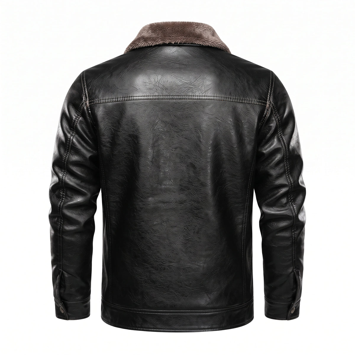 Lionstar Men's Genuine Cowhide Leather Winter Jacket with Fur Lining – Brown & Black
