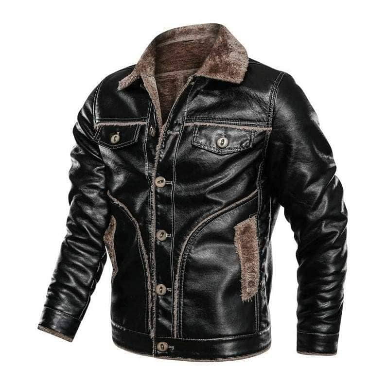 Lionstar Men's Genuine Cowhide Leather Winter Jacket with Fur Lining – Brown & Black