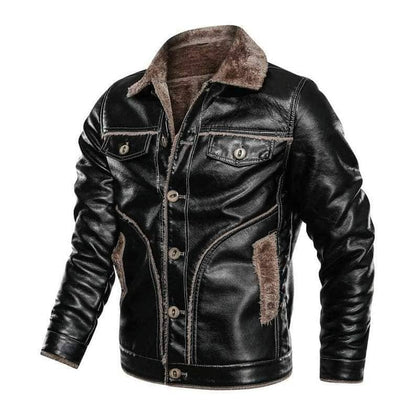Lionstar Men's Genuine Cowhide Leather Winter Jacket with Fur Lining – Brown & Black