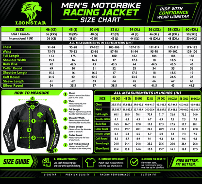 Lionstar Italian Flag Racing Motorcycle Leather Jacket Cowhide CE Armour