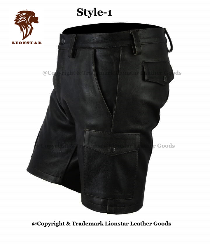 Men Leather Shorts Side
