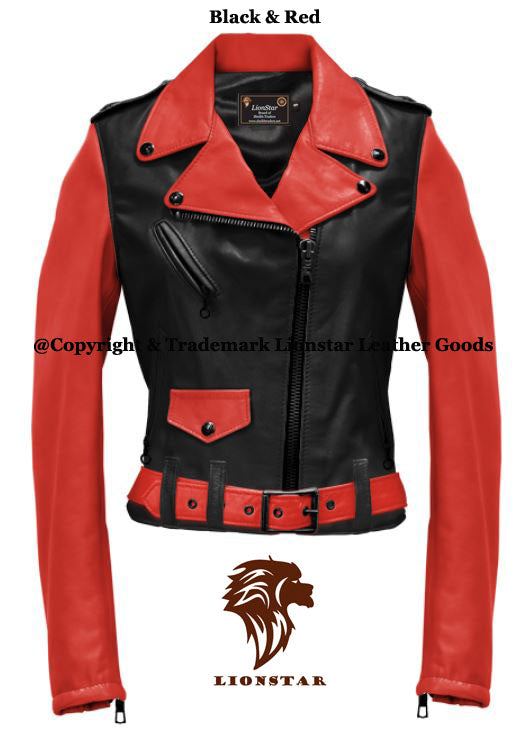 Ladies genuine leather jacket Red