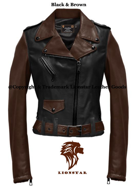 Ladies genuine leather jacket Black Brown