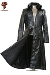 Unisex Long Leather Trench Coat