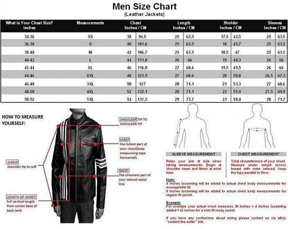 Men Leather Jacket Size Chart