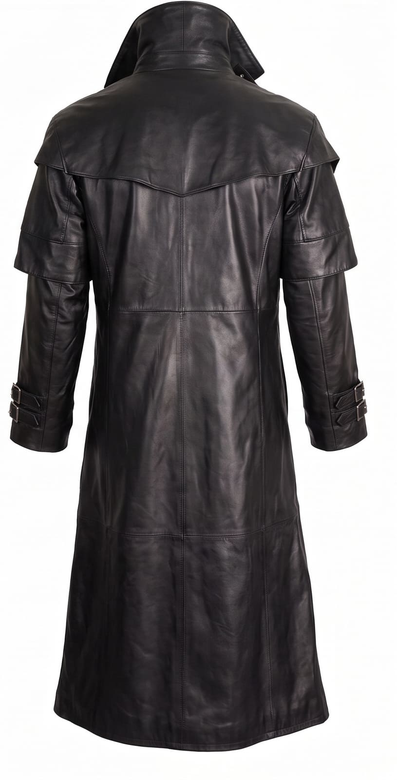 Men's Real Sheep Leather Gothic Vampire Long Trench Coat – Black Steampunk Duster Jacket