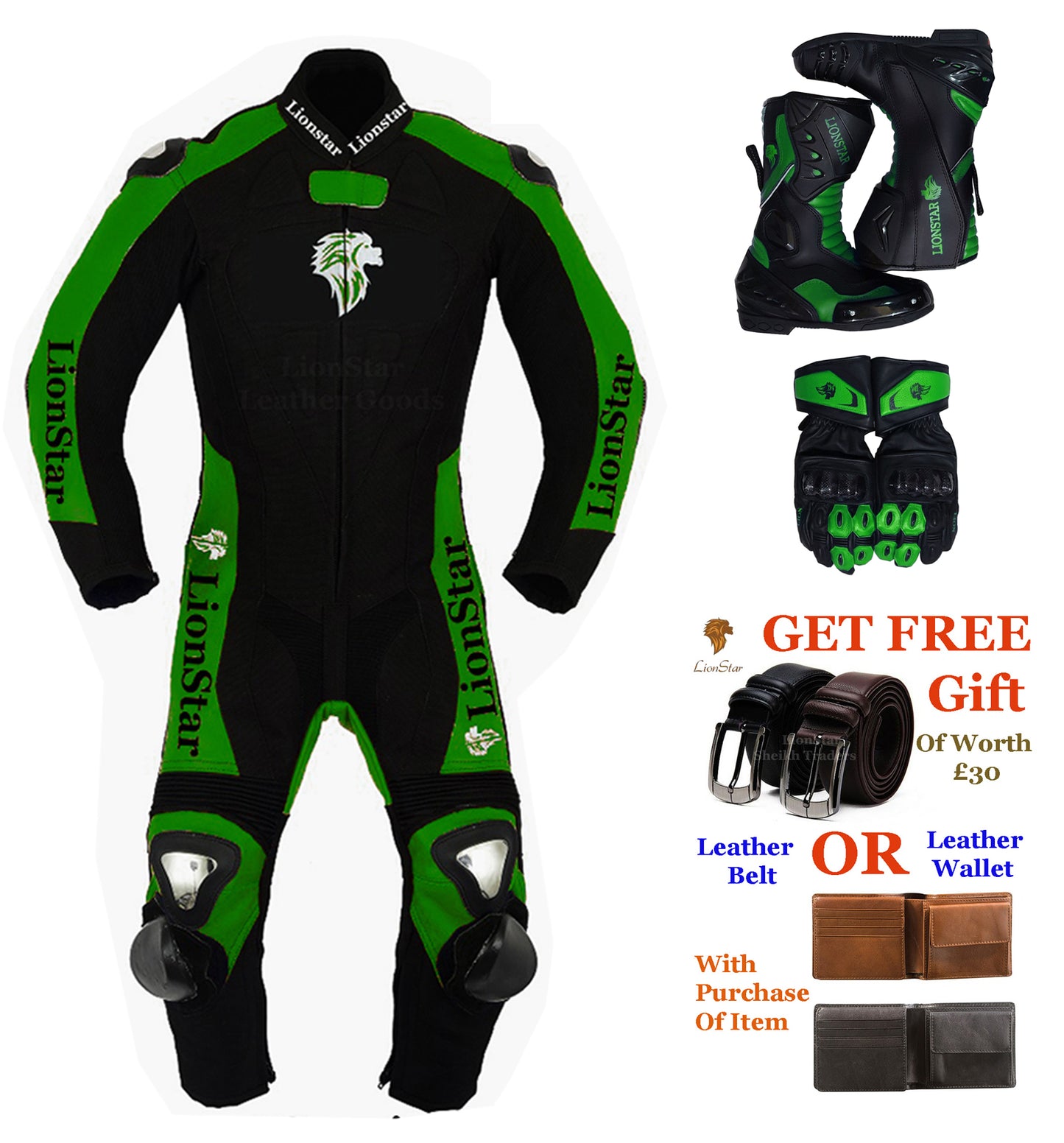 Kids Motorbike Suit Green Set