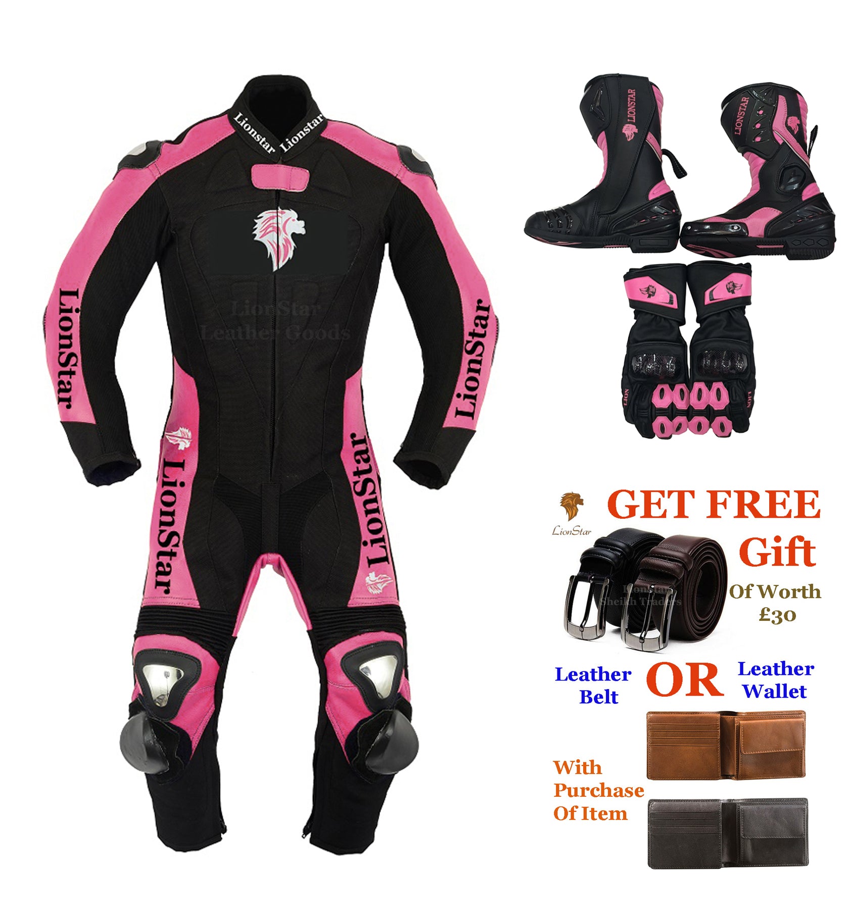 Kids Motorbike Suit Pink Set